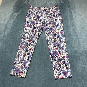 Khakis by Gap Slim City Crop Pants Womens 6R White Purple Floral Casual Straight